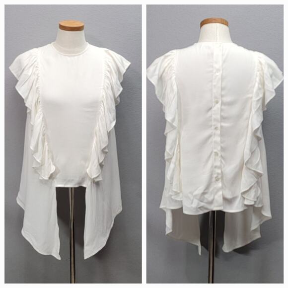 FRAME KNOTTED FLUTTER SLEEVE BACK BUTTON, SIZE S - Picture 3 of 9